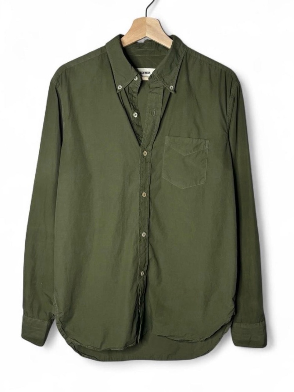 Buck Mason Skyline Poplin Cotton Button Down Shirt in Olive Green Men’s Medium